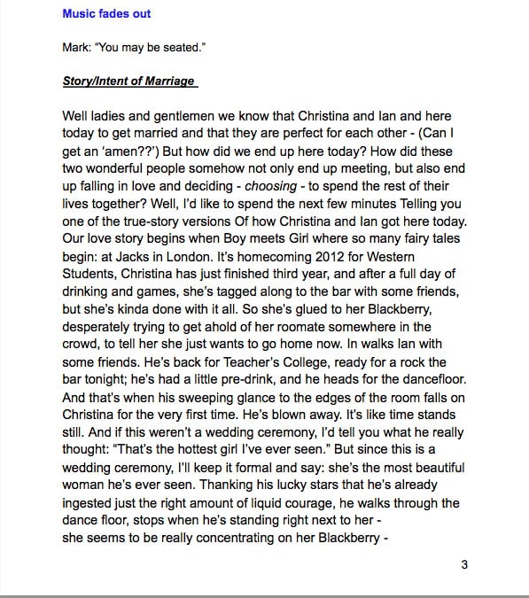 wedding ceremony speech example